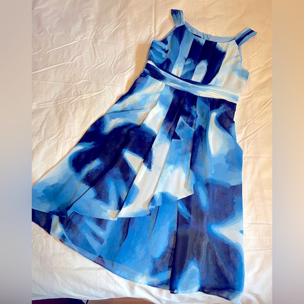 Jones New York Blue and White Dress